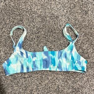 aerie Blue & Aqua Brushstroke Scoop Swim Top